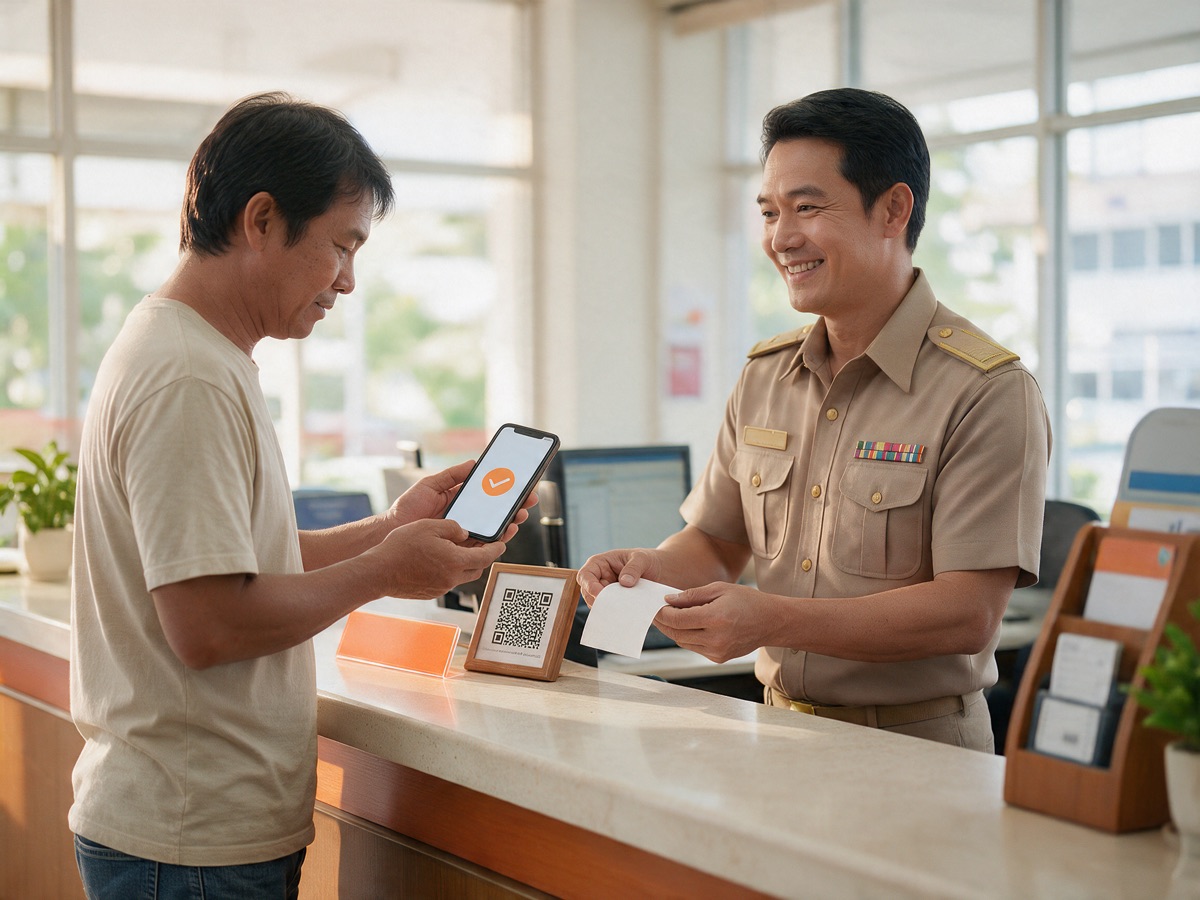 ประชาชนสแกน QR ชำระภาษีที่เคาน์เตอร์